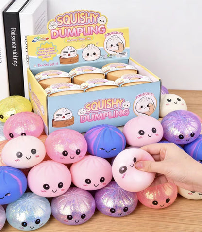Pureluxo® Dumpling Squishies Mystery Box, Dumplings Stress Balls for Adults | Party Favors Stress Relief Gift for Friends and Coworkers