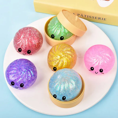 Pureluxo® Dumpling Squishies Mystery Box, Dumplings Stress Balls for Adults | Party Favors Stress Relief Gift for Friends and Coworkers