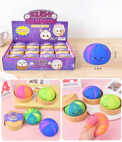 Pureluxo® Dumpling Squishies Mystery Box, Dumplings Stress Balls for Adults | Party Favors Stress Relief Gift for Friends and Coworkers
