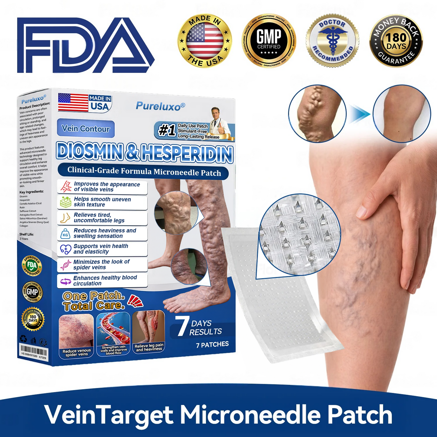 𝐏𝐮𝐫𝐞𝐥𝐮𝐱𝐨® 𝗩𝗲𝒊𝒏 𝐂𝒐𝒏𝘁𝗼𝐮𝐫 𝐌𝐢𝐜𝐫𝐨𝒏𝒆𝒆𝒅𝗹𝗲 𝑷𝒂𝒕𝐜𝐡 (𝐉𝐮𝐬𝐭 𝐎𝐧𝐜𝐞 𝐀 𝐃𝐚𝐲, 𝐒𝐞𝐞 𝐑𝐞𝐬𝐮𝐥𝐭𝐬 𝐈𝐧 𝟕 𝐃𝐚𝐲𝐬) — 👩‍⚕️🏆 𝐒𝐮𝐢𝐭𝐚𝐛𝐥𝐞 𝐅𝐨𝐫 𝐕𝐚𝐫𝐢𝐜𝐨𝐬𝐞 𝐕𝐞𝐢𝐧𝐬 𝐀𝐧𝐝 𝐒𝐩𝐢𝐝𝐞𝐫 𝐕𝐞𝐢𝐧𝐬, 𝐑𝐞𝐥𝐢𝐞𝐯𝐞𝐬 𝐇𝐞𝐚𝐯𝐲, 𝐓𝐢𝐫𝐞𝐝 𝐋𝐞𝐠🛒