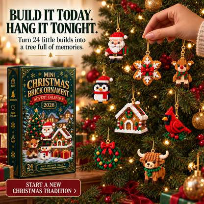 🎄🧱 Build & Hang Christmas Countdown – 24 Mini Holiday Brick Ornaments🛒