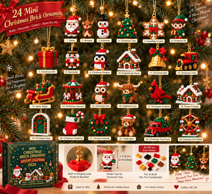 🎄🧱 Build & Hang Christmas Countdown – 24 Mini Holiday Brick Ornaments🛒