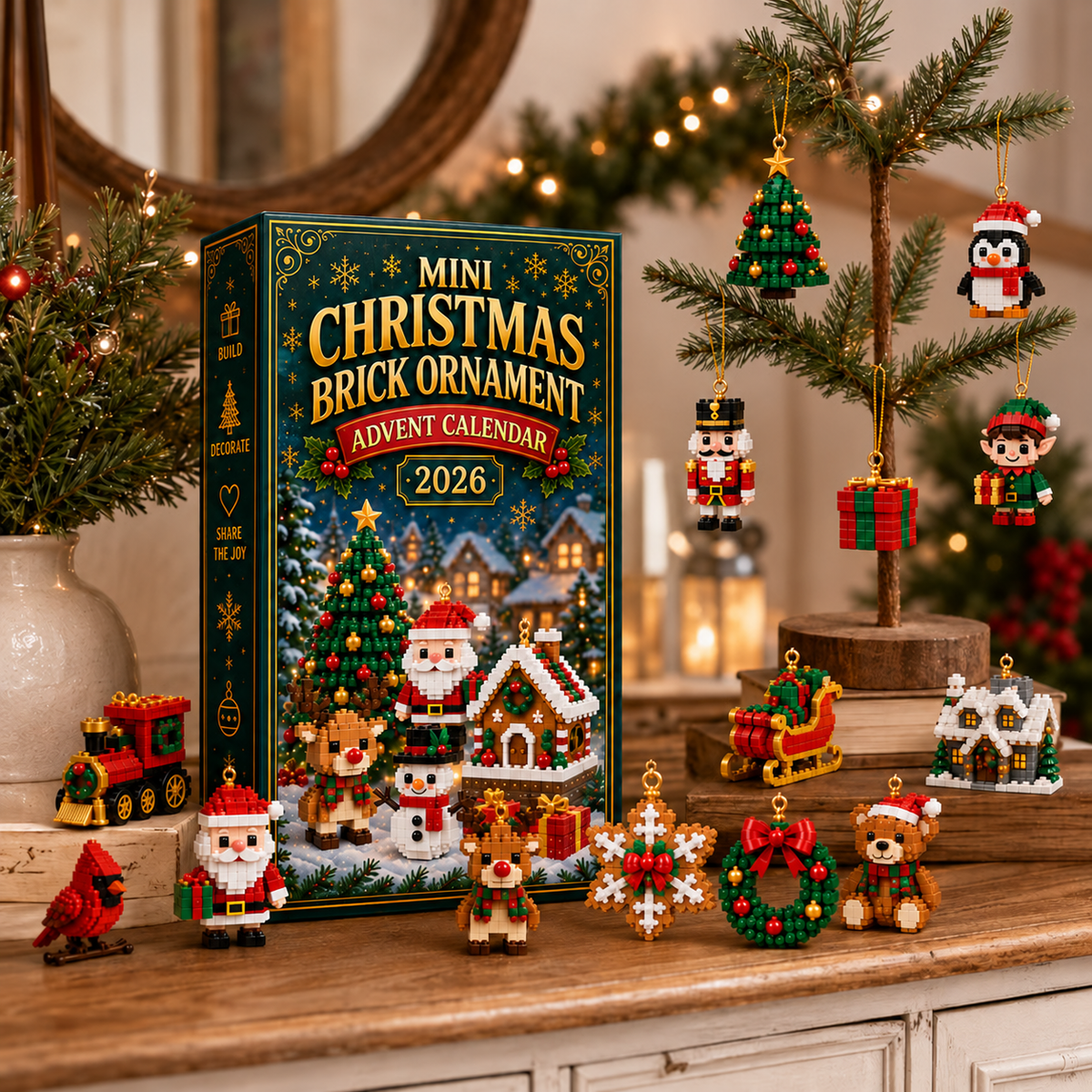 🎄🧱 Build & Hang Christmas Countdown – 24 Mini Holiday Brick Ornaments🛒