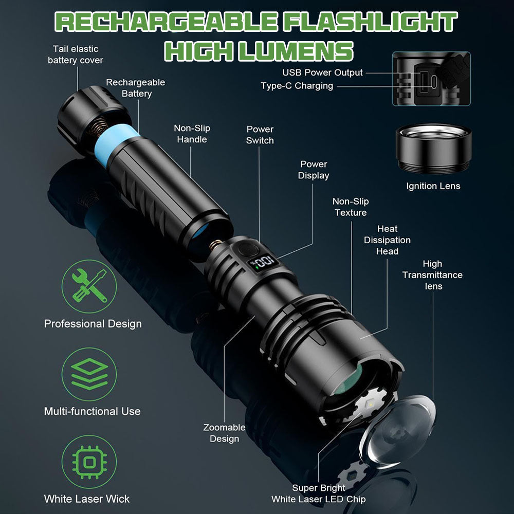 🎁 2026 Billhol® NEW Super Bright Ultimate Tactical Survival Flashlight · 2M+ SOLD · 80X Brighter ·120H Runtime · Military COB LED Tech