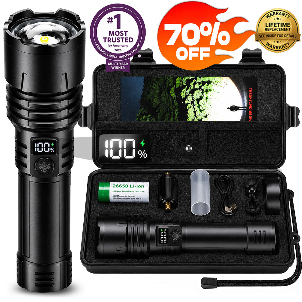 🎁 2026 Billhol® NEW Super Bright Ultimate Tactical Survival Flashlight · 2M+ SOLD · 80X Brighter ·120H Runtime · Military COB LED Tech