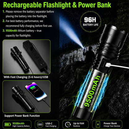 🎁 2026 Billhol® NEW Super Bright Ultimate Tactical Survival Flashlight · 2M+ SOLD · 80X Brighter ·120H Runtime · Military COB LED Tech